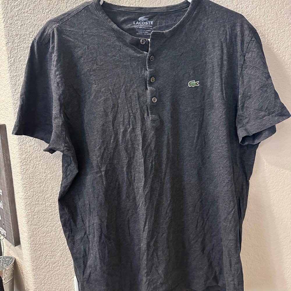 Lacoste Men's Charcoal Henley Shirt